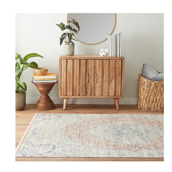 allen + roth Farren 5 X 7 (ft) Beige/Red Indoor Medallion Area Rug - Picture 7 of 7